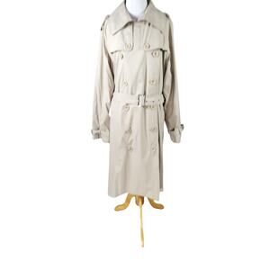 Pamela McCoy Belted Trench Coat Belted Tan Leopard Lined Double Breasted Plus 2X